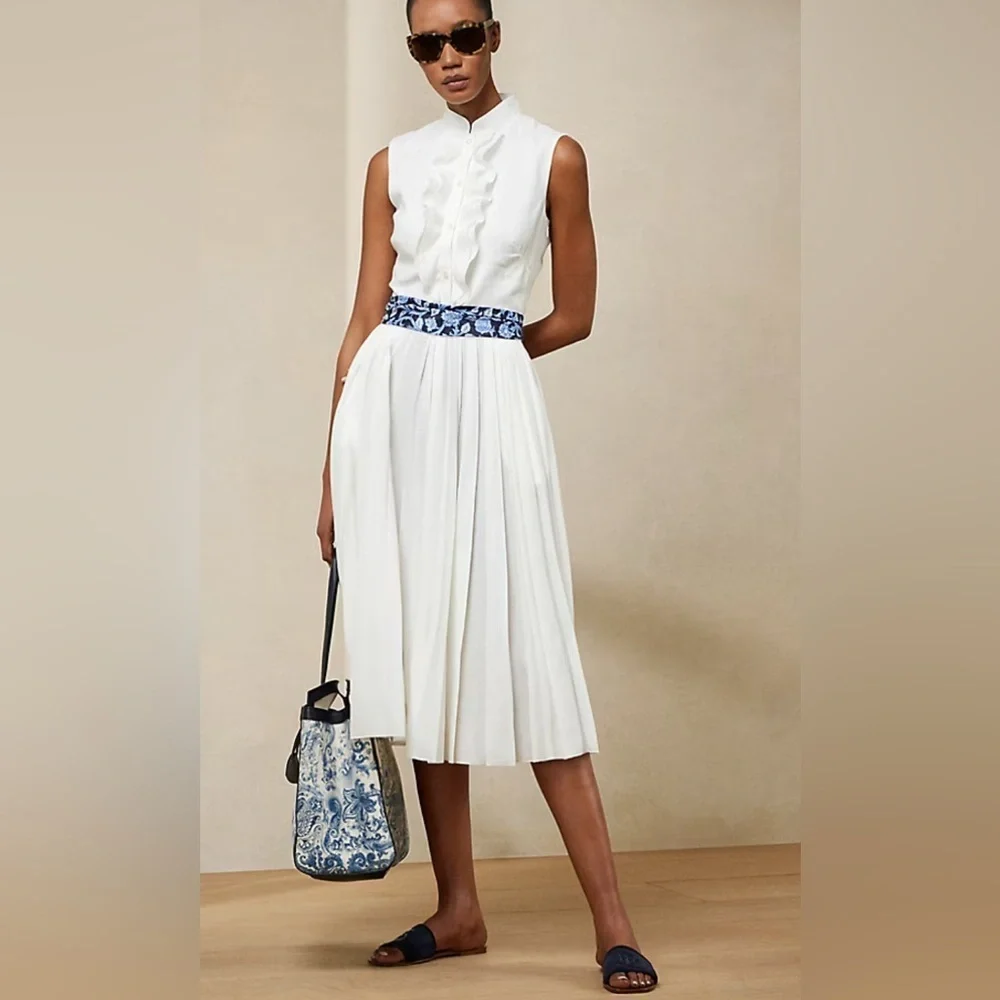 Ralph Lauren Collection Roald Pleated Linen Sleeveless Day Dress NWT - Picture 2 of 12